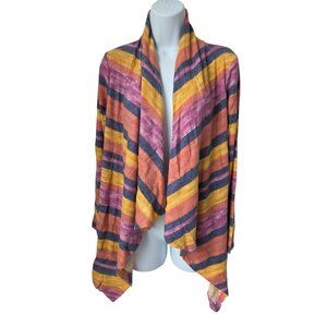 Bobeau Open Front Multicolor Striped Cardigan Lightweight Stretch Knit S